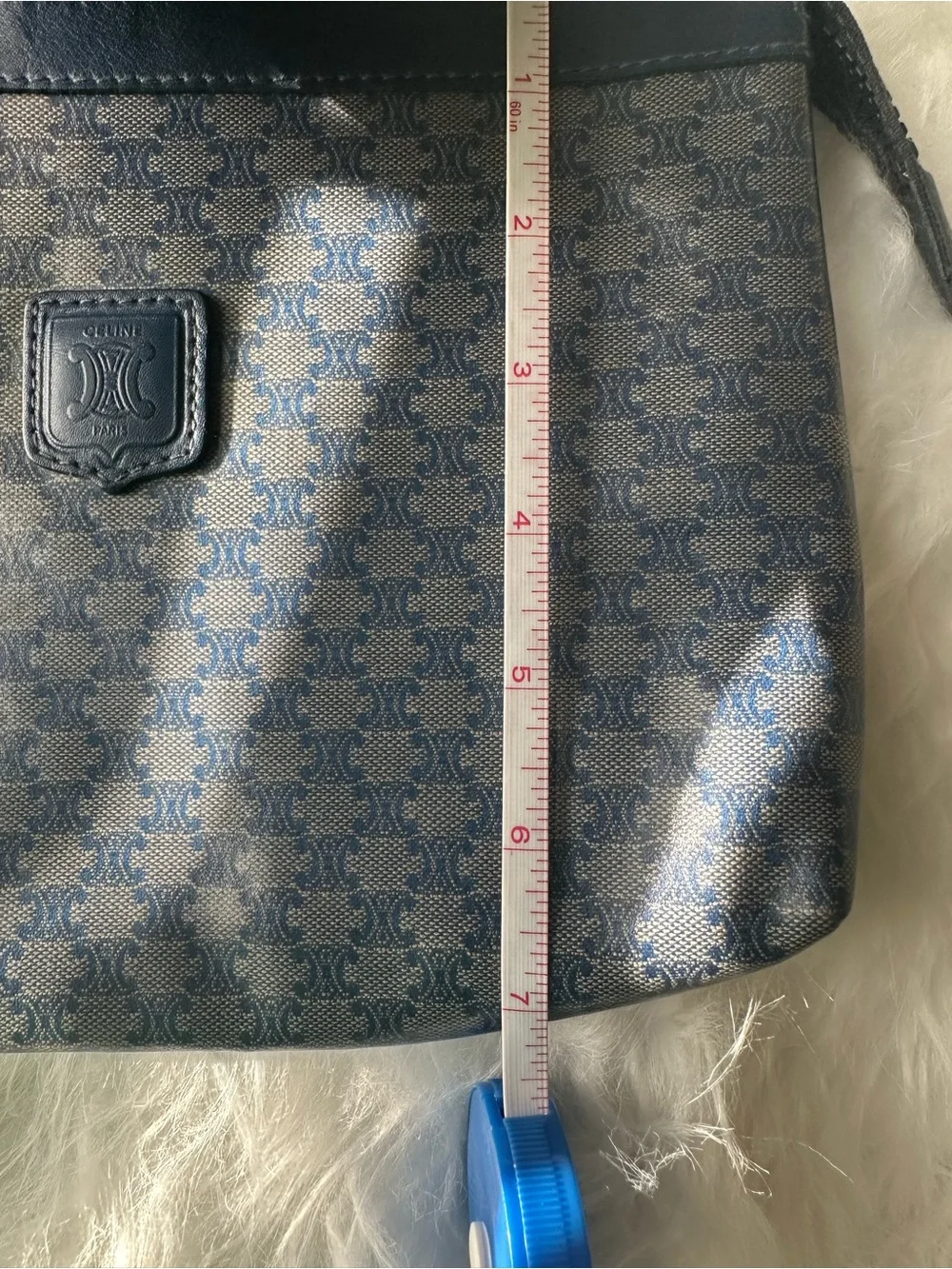 Vintage Celine Navy Macadam Monogram Toiletry Pouch Clutch